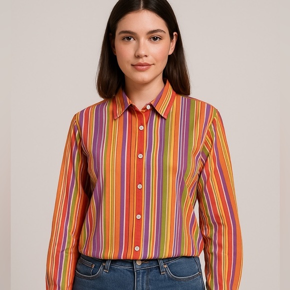 Jones York Sport Tops - Jones New York Sport Women’s Multicolor Long Sleeve Button-Up Shirt 🌟